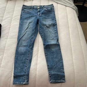 american eagle, skinny stretch jeans, blue wash, size 8 short